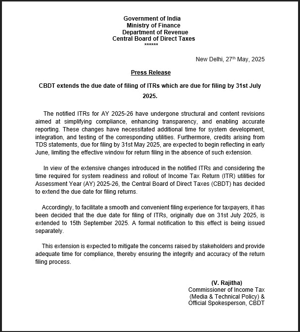 ITR filing deadline